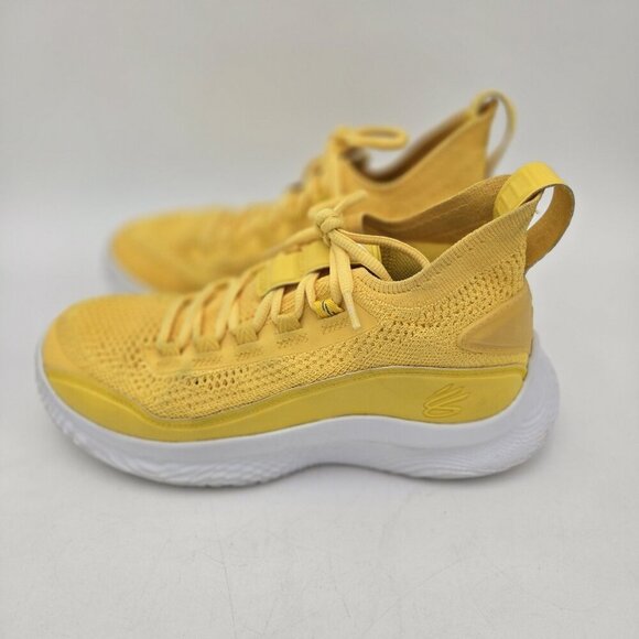 Unisex Stephen Curry 7Y Underarmour Team Basketball Shoes Yellow White Logo Star - Picture 3 of 10